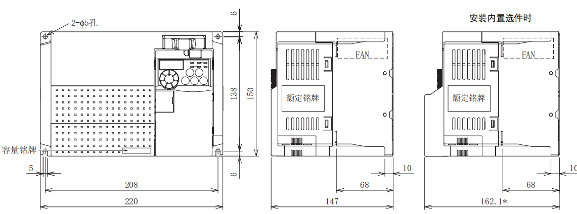FR-E740-5.5K、7.5K-CHT尺寸圖